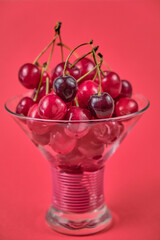 Fresh juicy red cherries. Macro.