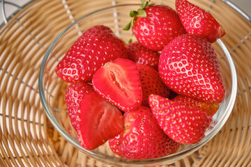 Fresh fragrant healthy strawberries. Macro.