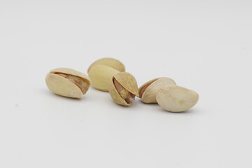 Smiley pistachio Dry fruit on white background, pistachio benefits 