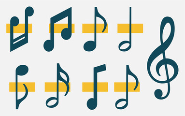 Music notes icons set. Vector illustration eps 10