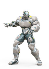 futuristic astronaut is ready for action in white background