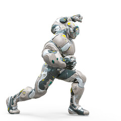 Fototapeta premium futuristic astronaut is ready for war in white background