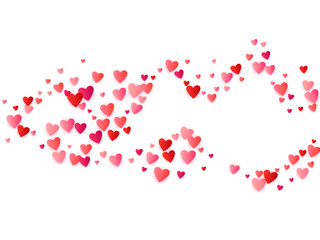 Red flying hearts bright love passion vector background.