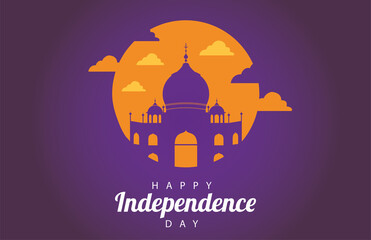 india happy independence day celebration card with taj mahal
