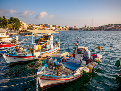 Fishing boats in Mytilene harbor, Lesbos, Greece