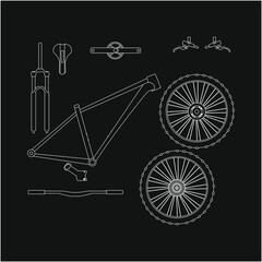 mountain bike parts. illustration for web and mobile design.