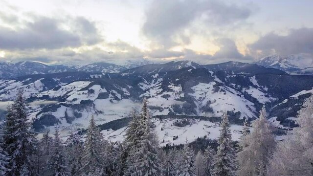 A view of the austrian alps from Wagrain in Salzburg Austria towards the Hochk&ouml;nig