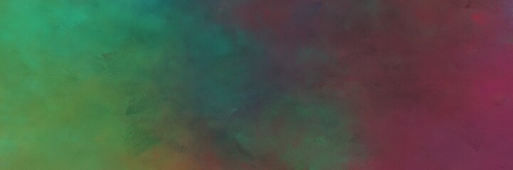 beautiful vintage abstract painted background with old mauve, sea green and dark slate gray colors and space for text or image. can be used as horizontal header or banner orientation