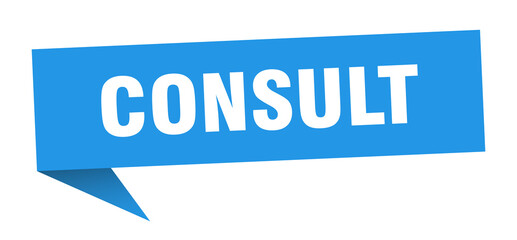 consult banner. consult speech bubble. consult sign