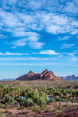 The red sandstone buttes of Papago Park in Phoenix, Arizona.