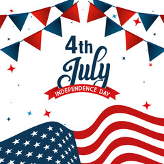 flag with banner pennant design, Happy independence day 4th july and usa theme Vector illustration