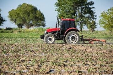 Tractor at work on a field