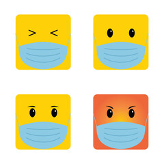  smile icon in mask vector covid_19, coronavirus icon