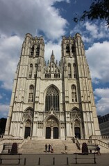Fototapeta na wymiar Cathedral of Brussels, capital of Belgium