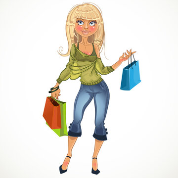 Fototapeta pretty blond shopping glamur girl