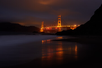 Golden Gate Bridge Glowing in the Dark, via Baker Beach
