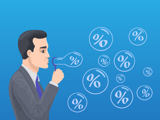 A businessman inflates financial bubbles in the stock market.