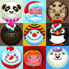 set of funny cartoon animals