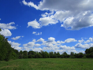 landscape with blue sky and clouds