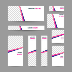 Modern abstract geometric website banner, all size template bundle set vector design