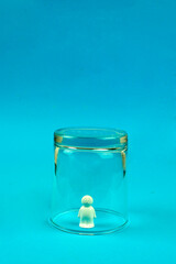 man under a glass bell,isolation and self-isolation, loneliness and introverted lifestyle, social and informative