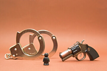 handcuffs weapons and the arrest of a black man, anti-Semitism and racism, racial discrimination...
