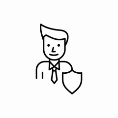 Outline businessman shield icon.Businessman shield vector illustration. Symbol for web and mobile