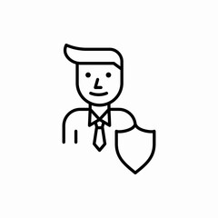 Outline businessman shield icon.Businessman shield vector illustration. Symbol for web and mobile