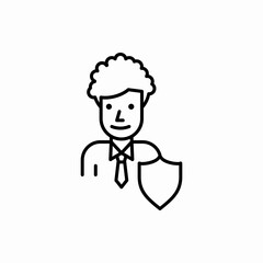 Outline businessman shield icon.Businessman shield vector illustration. Symbol for web and mobile