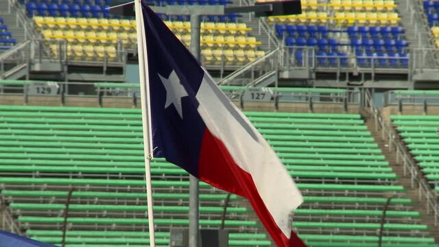 Texas flag in an empty stadium