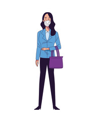 young woman wearing medical mask character