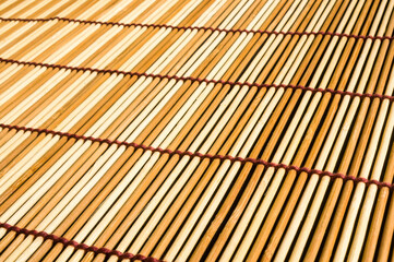 brown bamboo Mat - stand food, close-up, macro