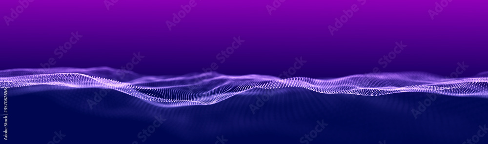 Leinwandbilder Futuristic wave. Abstract technology background. 3D visualization of big data. Analytical presentation.3D rendering.