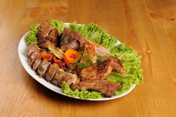 table with different food on it