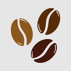 Group of roasted coffee beans, caffeine symbol