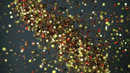 Super Slow Motion Shot of Pepper Seasoning Side Collision on Grey Background at 1000fps. - Powered by Adobe