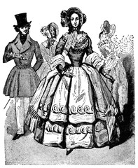 Regular Clothing, 1832. Illustration of the 19th century. White background.