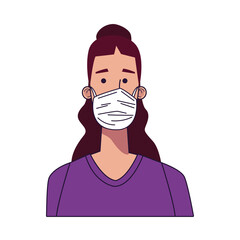 young woman wearing medical mask character