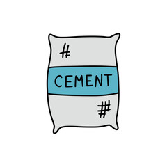 cement bag doodle icon, vector illustration