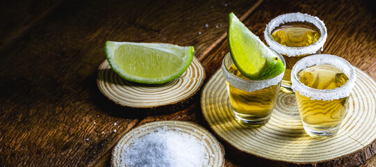 tequila, fiery drink, strong alcohol content. Image of bar and restaurant, for menu. International tequila day.