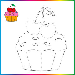  connect the dots and coloring page. Worksheet - game for kids. Restore dashed line - trace game for children. puzzle game