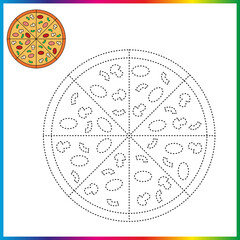  connect the dots and coloring page. Worksheet - game for kids. Restore dashed line - trace game for children. puzzle game