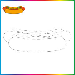  connect the dots and coloring page. Worksheet - game for kids. Restore dashed line - trace game for children. puzzle game