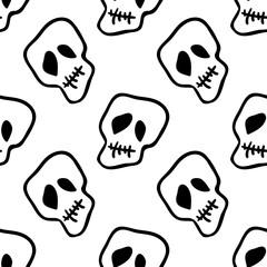 Halloween skulls celebration seamless pattern