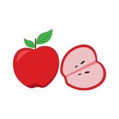 isolated flat apple illustration, apple icon, vector apple icon