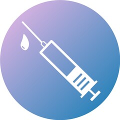 Medical syringe, hypodermic needle, Inject needle concept of vaccination, injection in circle icon with Colorful smooth gradient color. Drug dose concept. Symbol web site design, logo, app, UI.