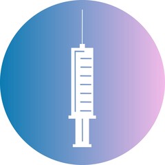 Medical syringe, hypodermic needle, Inject needle concept of vaccination, injection in circle icon with Colorful smooth gradient color. Drug dose concept. Symbol web site design, logo, app, UI.