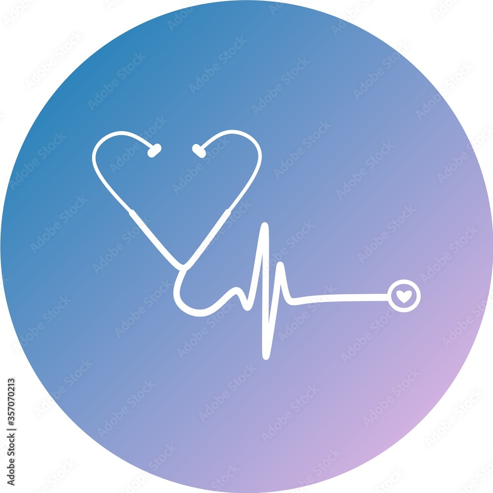 Aufkleber stethoscope in circle icon with colorful smooth gradient color trendy flat style. stethoscope icon s