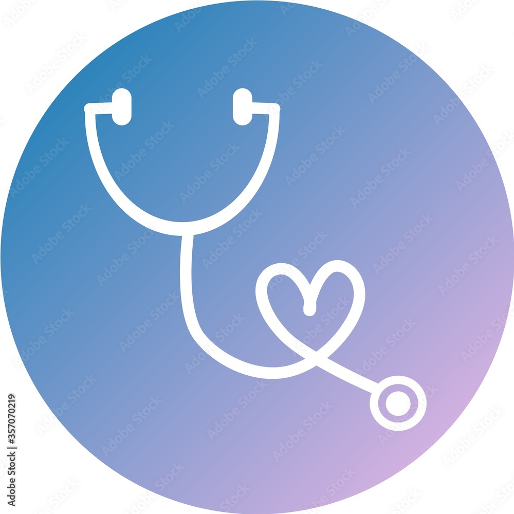 Poster stethoscope in circle icon with colorful smooth gradient color trendy flat style. stethoscope icon s