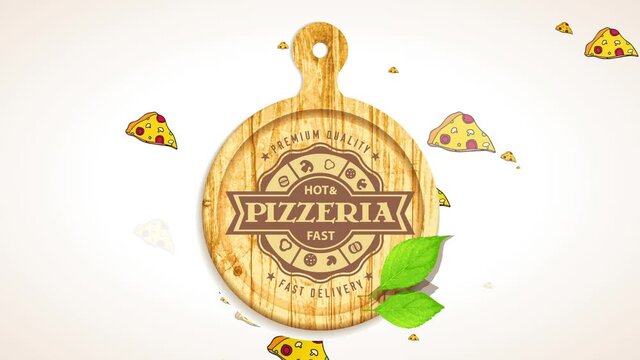 premium quality pizza delivered glowing and rapid on clipping board with green foliage suggesting pure product
